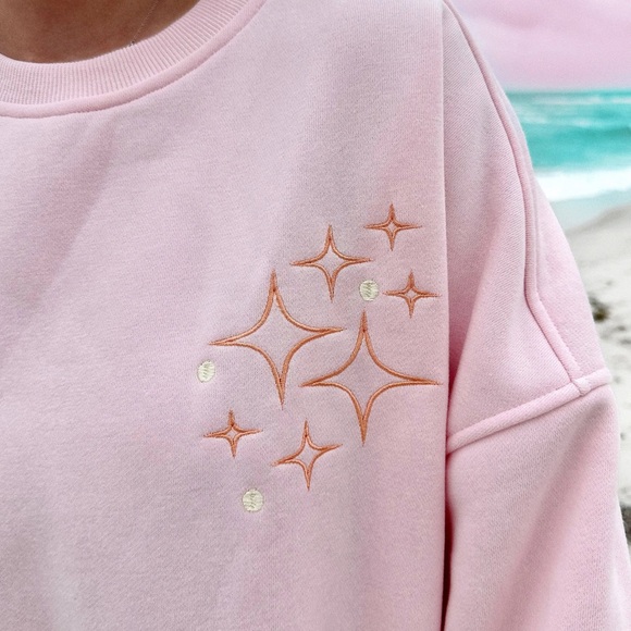 Pink Graphic Sweatshirt with Multicolor Stitching Detail - Picture 4 of 11